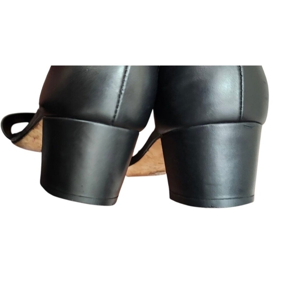 VINCE Raine Black Leather Ankle Strap City Sandals Open Toe Heels Lizard… - Picture 9 of 14